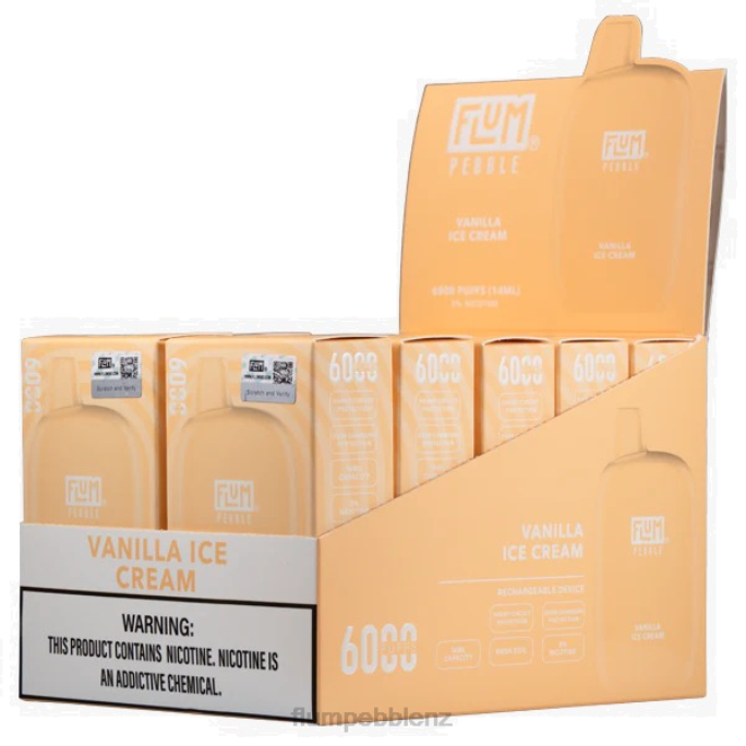 Flum Pebbles Flavors - FLUM PEBBLES 6000 PUFFS 10 PACKS Vanilla Ice Cream 8J2J85