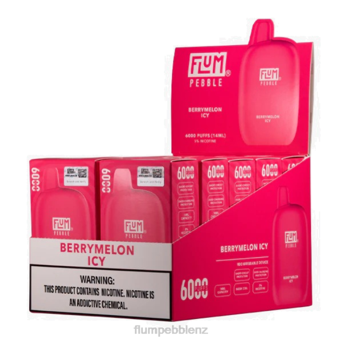 Flum Pebbles Wholesale - FLUM PEBBLES 6000 PUFFS 10 PACKS Berrymelon Icy 8J2J8