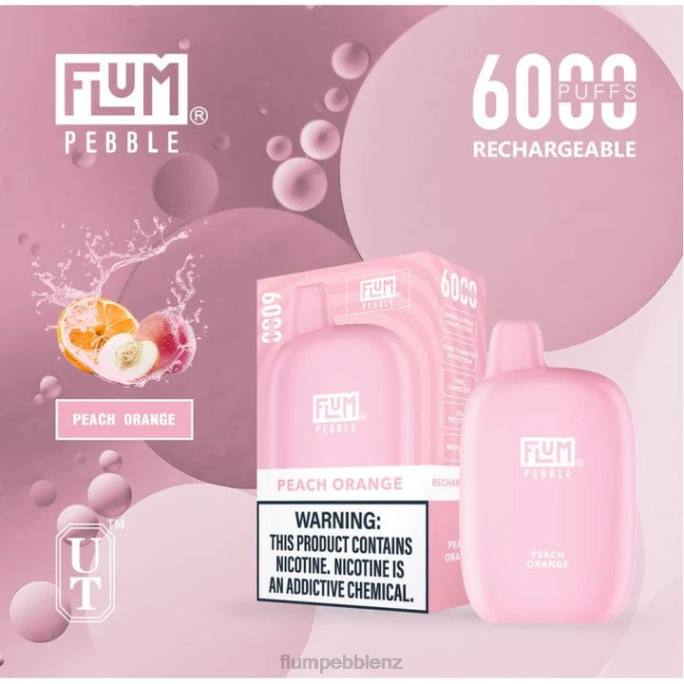 Flum Pebbles Wholesale - FLUM PEBBLES 6000 PUFFS Peach Orange 8J2J62