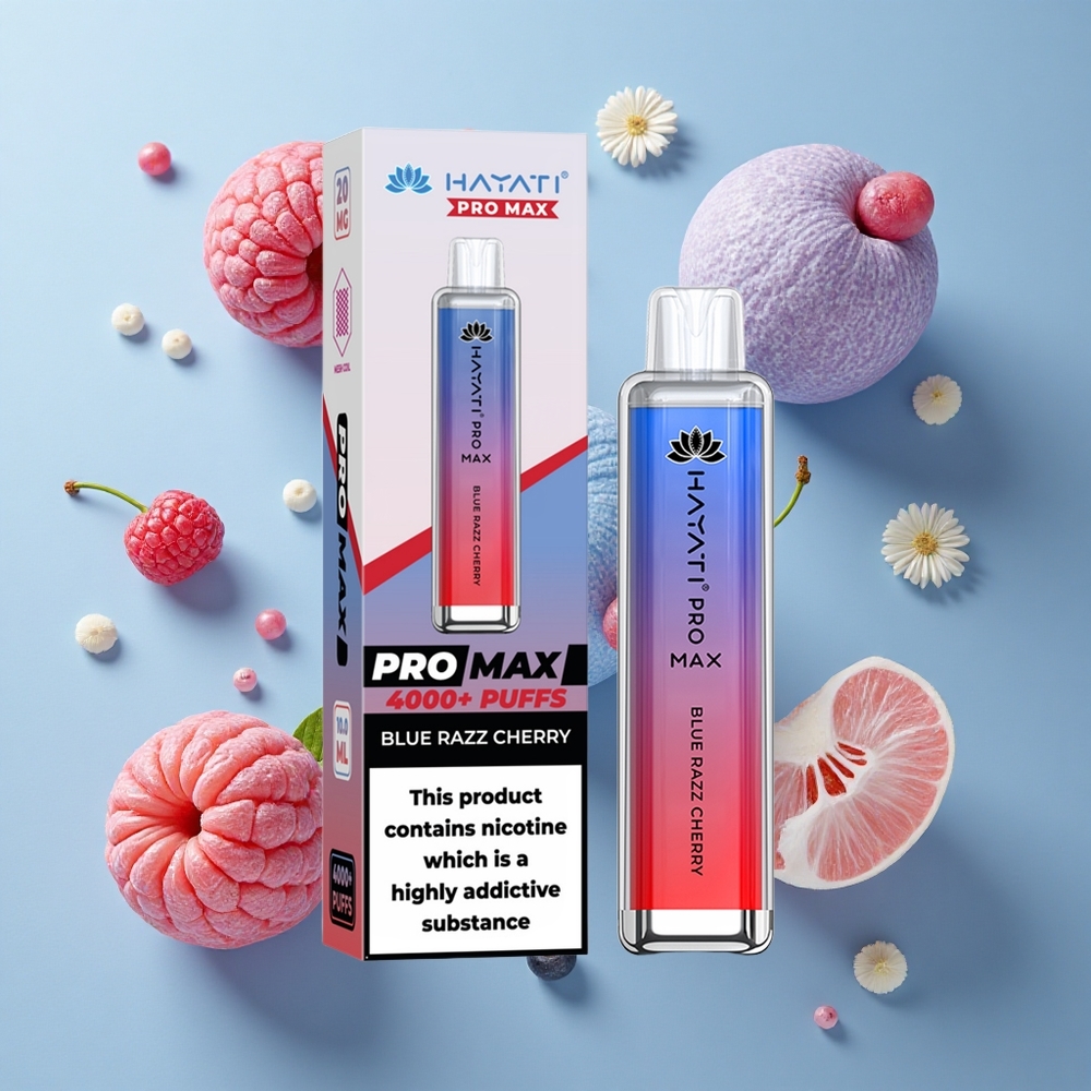Hayati Pro Max 4000 Puffs Disposable Vape Dual Mesh Coil Blue Razz Cherry