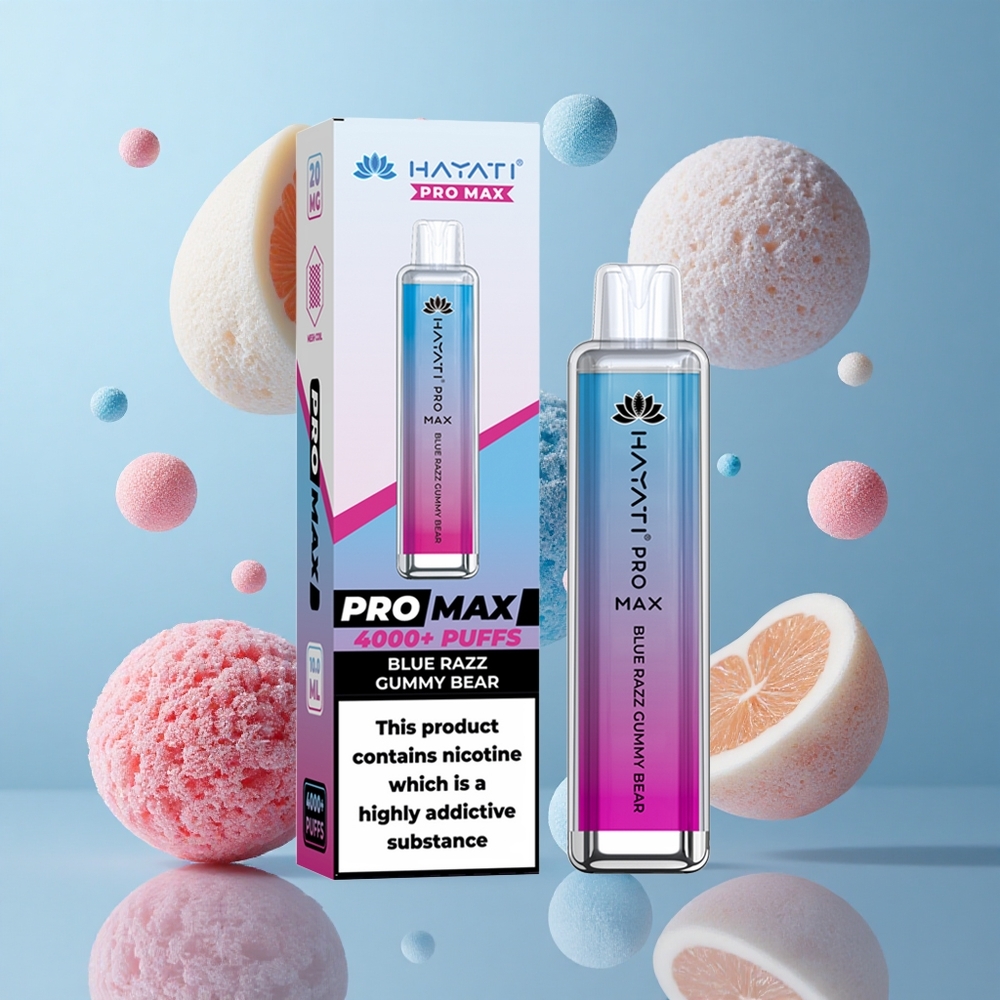 Hayati Pro Max 4000 Puffs Disposable Vape Dual Mesh Coil Blue Razz Gummy Bear