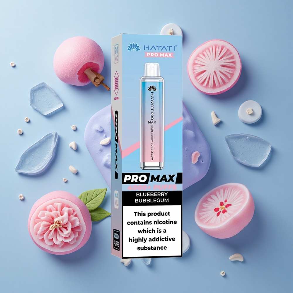 Hayati Pro Max 4000 Puffs Disposable Vape with Dual Mesh Coil Blueberry Bubblegum