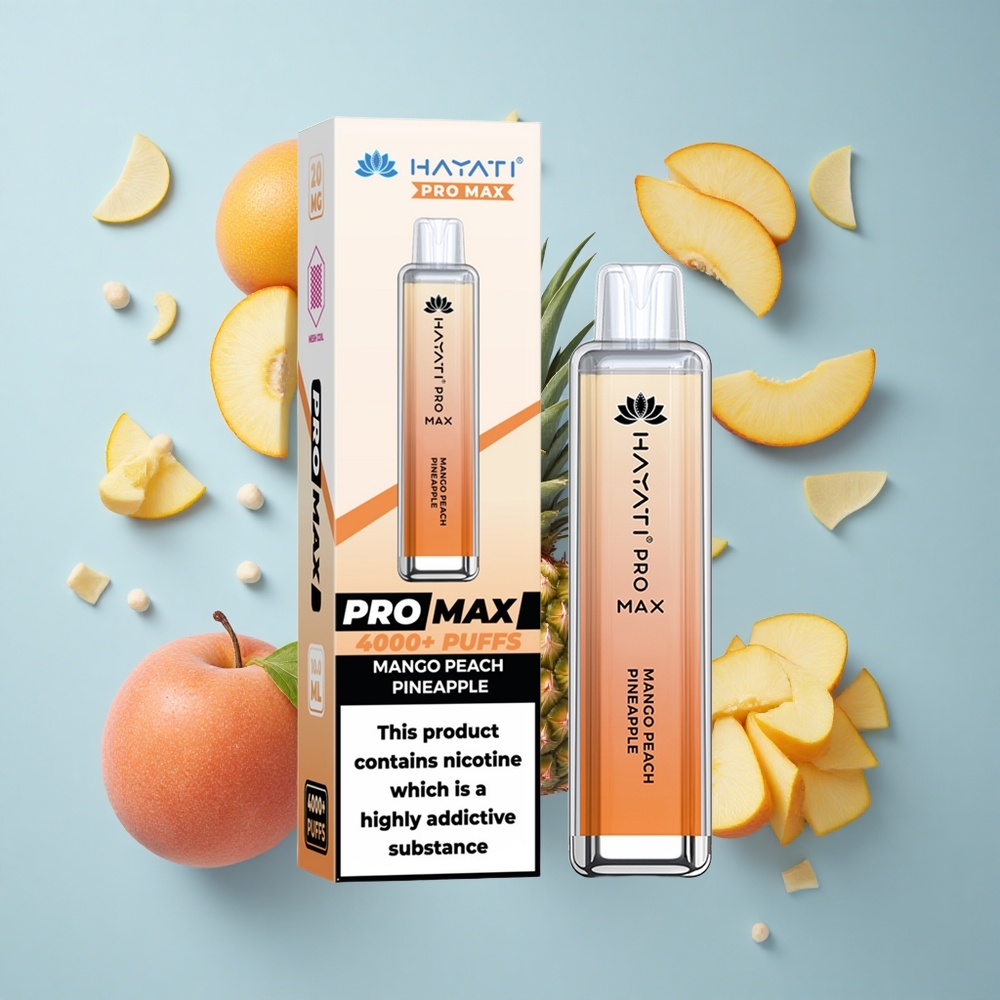 Hayati Pro Max 4000 Puffs Dual Mesh Coil Mango Peach Pineapple Disposable Vape
