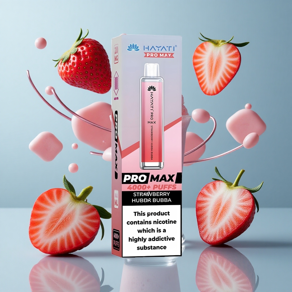 Hayati Pro Max 4000 Puffs Dual Mesh Coil Strawberry Hubba Bubba Disposable Vape