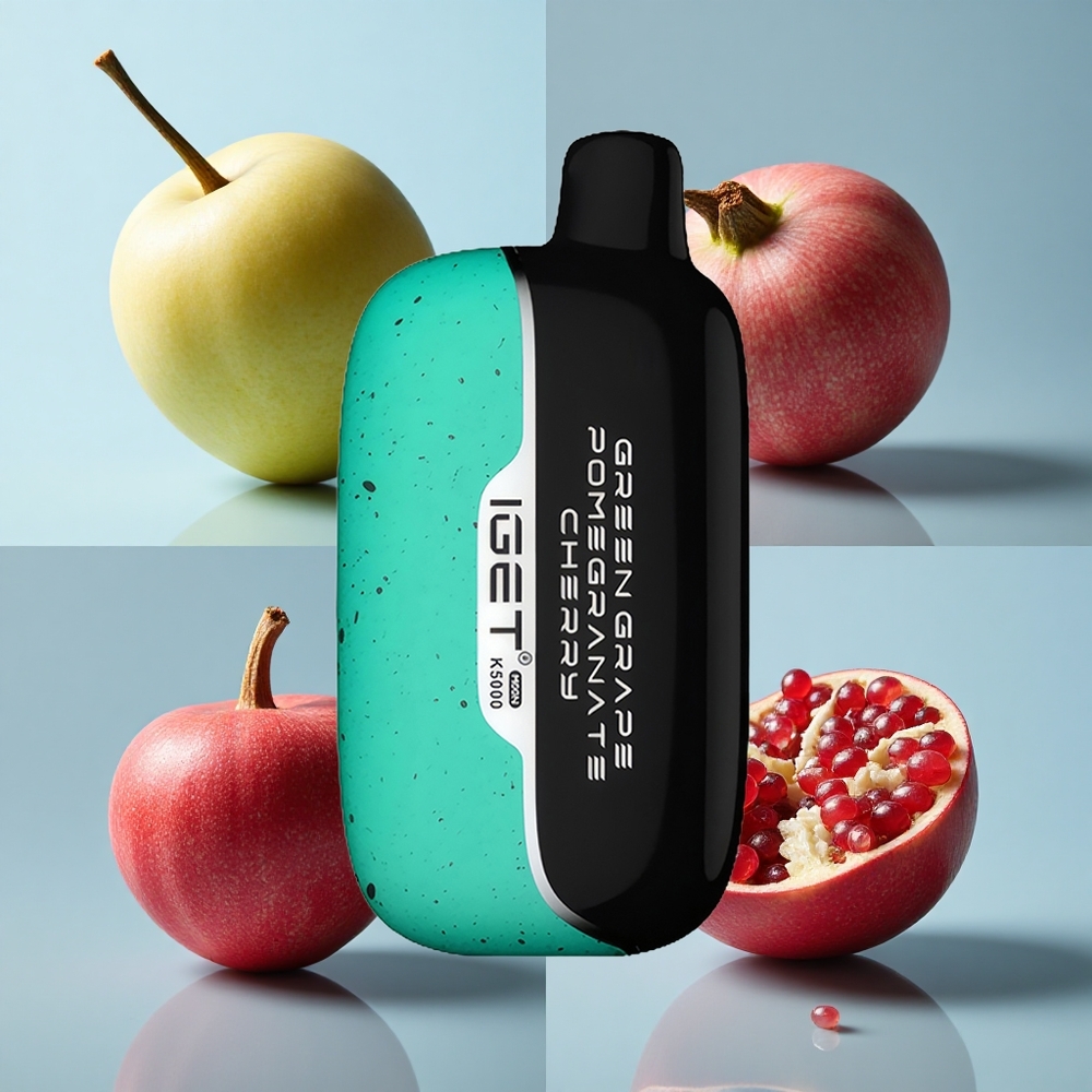 IGET Moon K5000 Puffs Disposable Vape Green Grape Pomegranate Cherry – Mesh Coil 1.35 Ohm