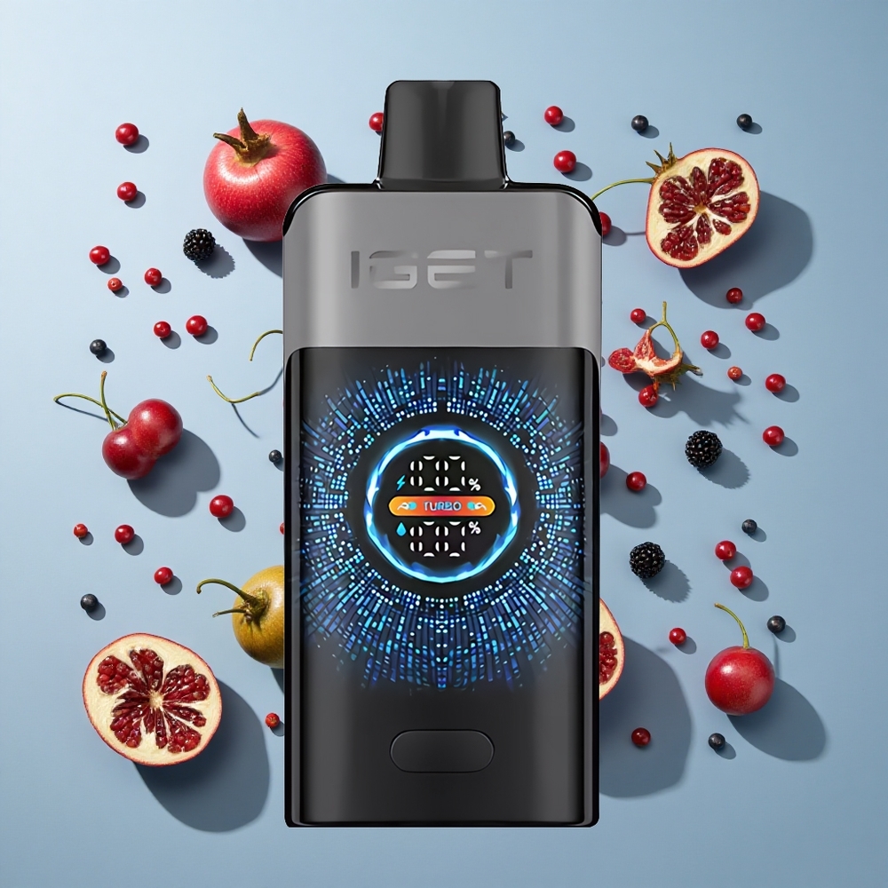 IGET ONE 12000 Puffs Disposable Vape Blackberry Cherry Pomegranate with Large Curved Color Screen