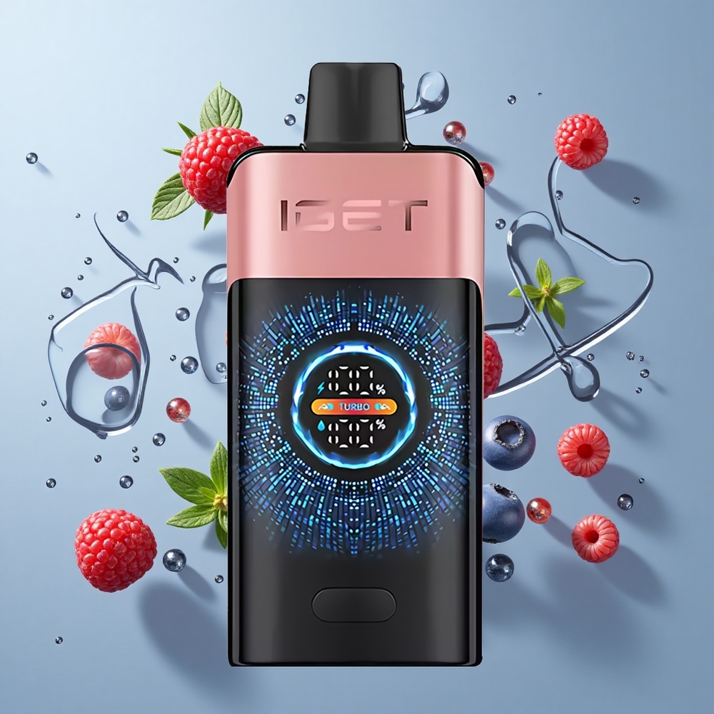 IGET ONE 12000 Puffs Disposable Vape Blueberry Raspberry with Large Curved Color Screen