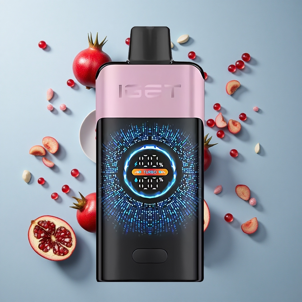 IGET ONE 12000 Puffs Disposable Vape Cherry Pomegranate with Large Curved Color Screen