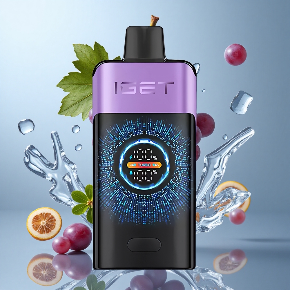 IGET ONE 12000 Puffs Disposable Vape Grape Ice with Large Curved Color Screen & 2700mAh Battery