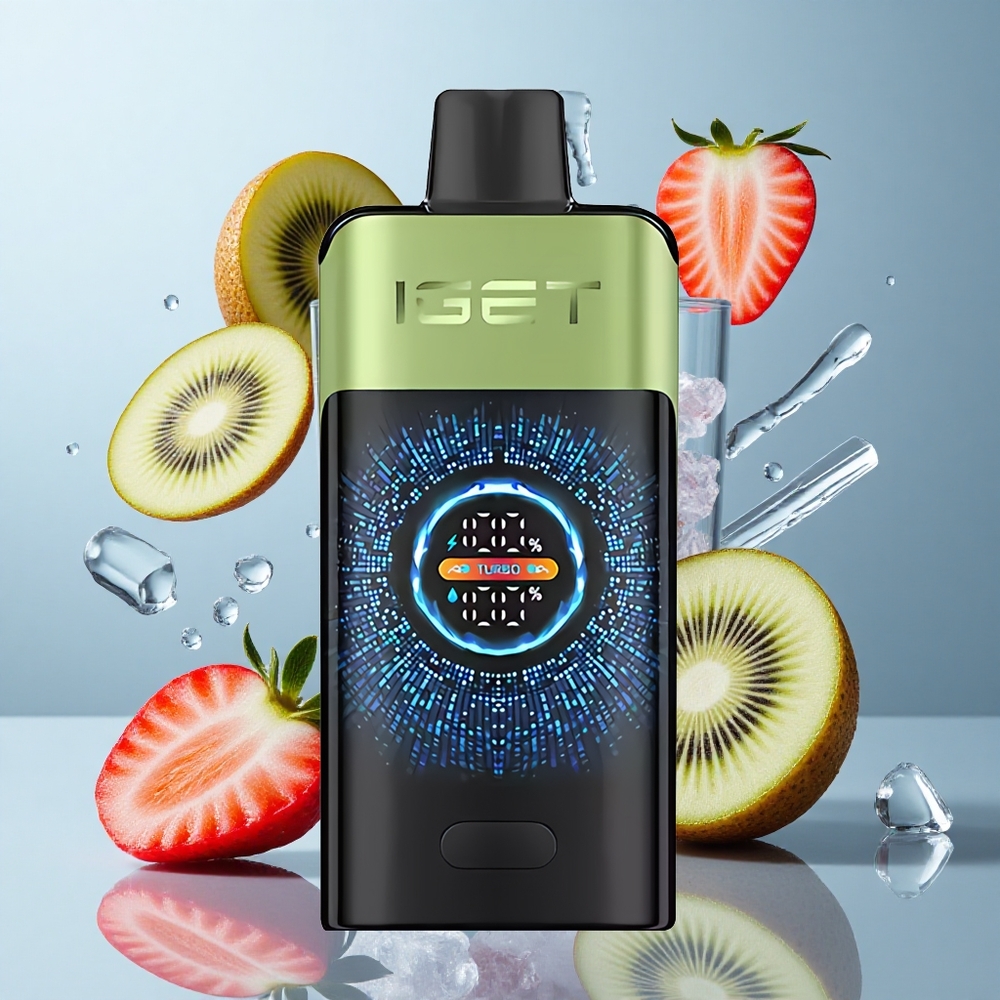IGET ONE 12000 Puffs Disposable Vape Strawberry Kiwi Ice with Large Curved Color Screen & Turbo Mode