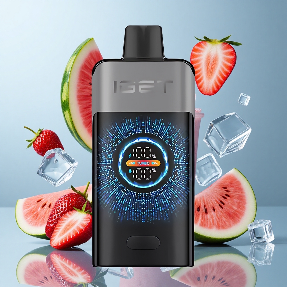 IGET ONE 12000 Puffs Disposable Vape Strawberry Watermelon Ice with Large Curved Color Screen & 2700mAh Battery