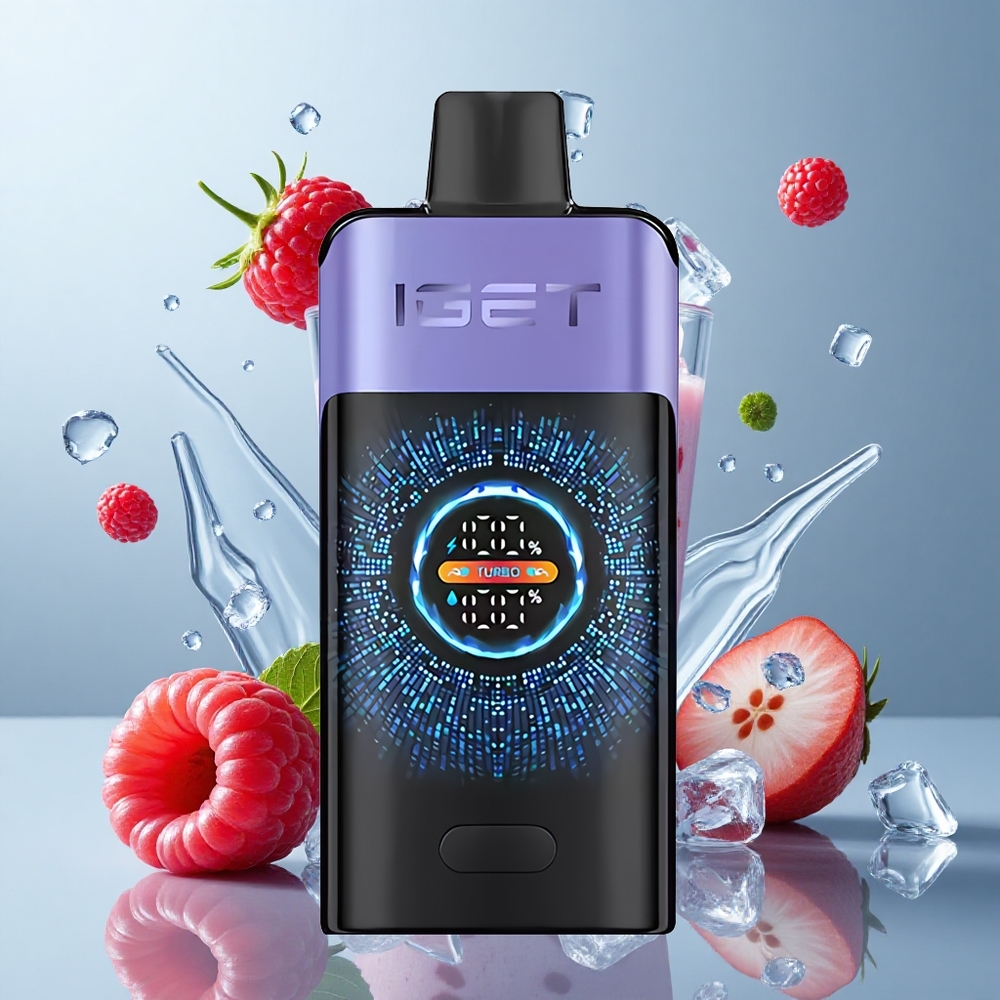 IGET ONE 12000 Puffs Disposable Vape with Large Curved Color Screen Raspberry Grape Ice