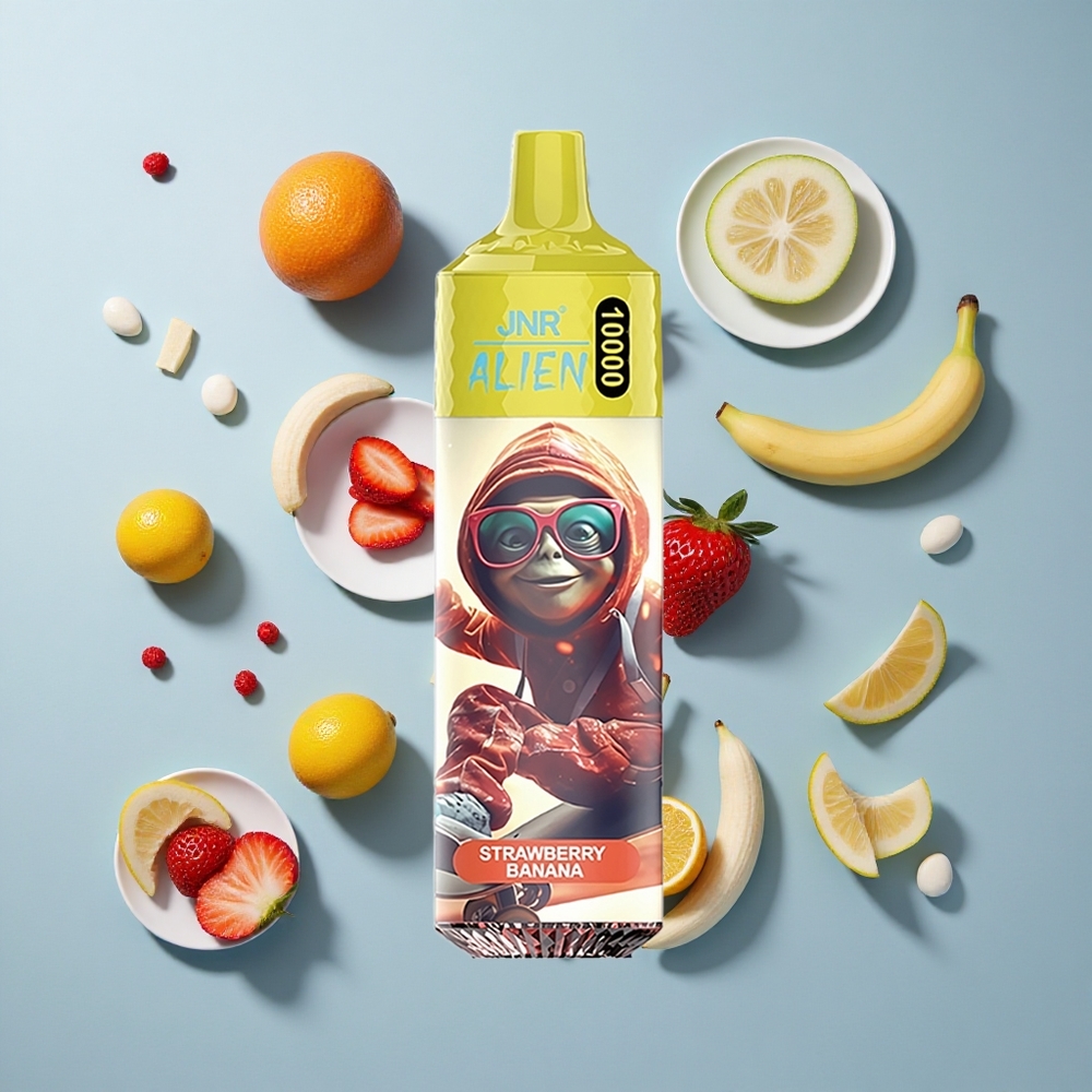 JNR Alien 10000 Puffs Strawberry Banana with LED & Type-C Charge