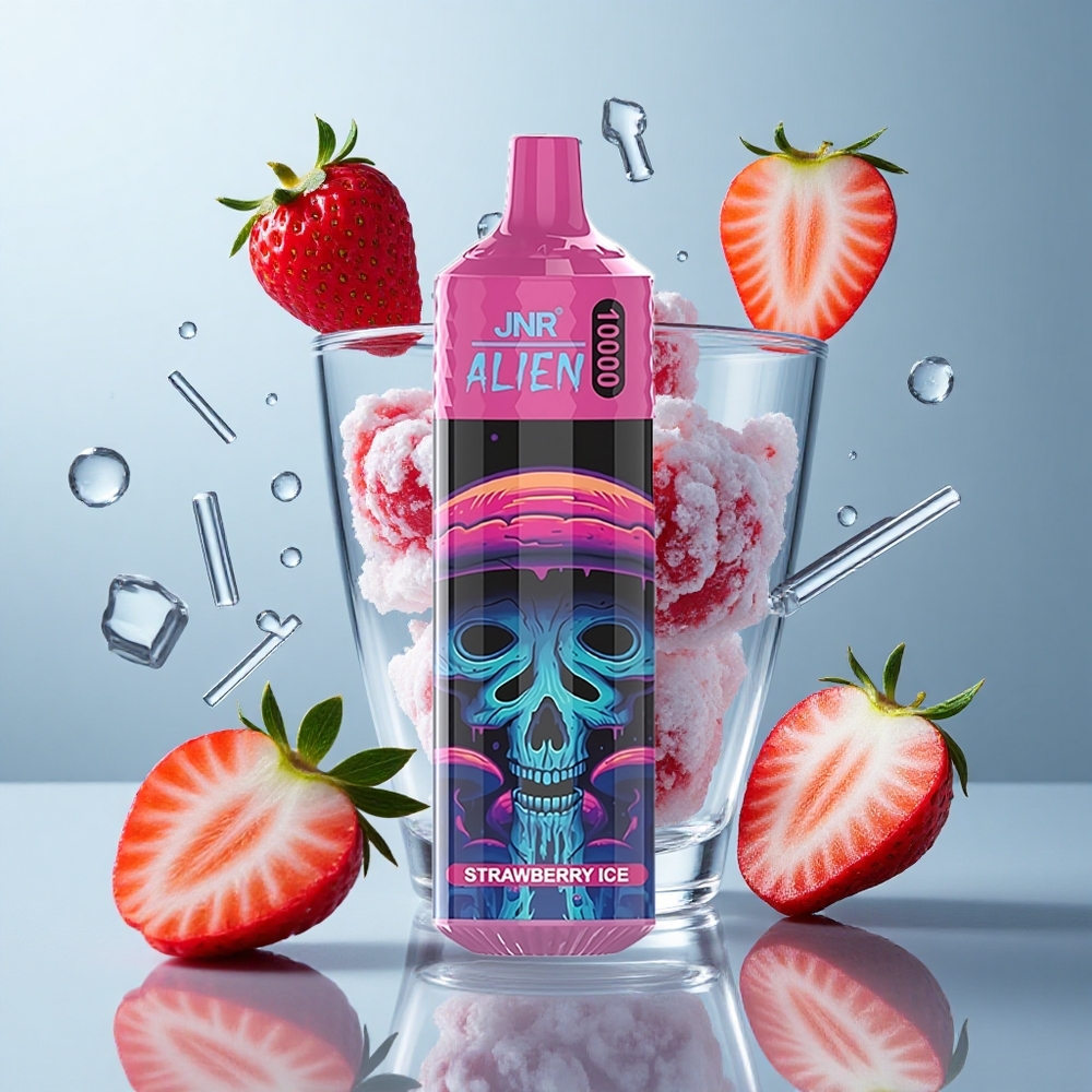 JNR Alien 10000 Puffs Strawberry Ice with 850mAh Battery & RGB Lights