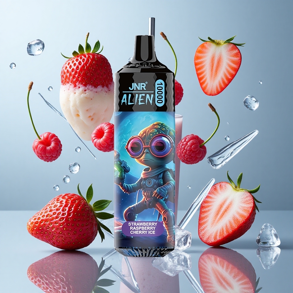 JNR Alien 10000 Puffs Strawberry Raspberry Cherry Ice with RGB LED & 850mAh Battery