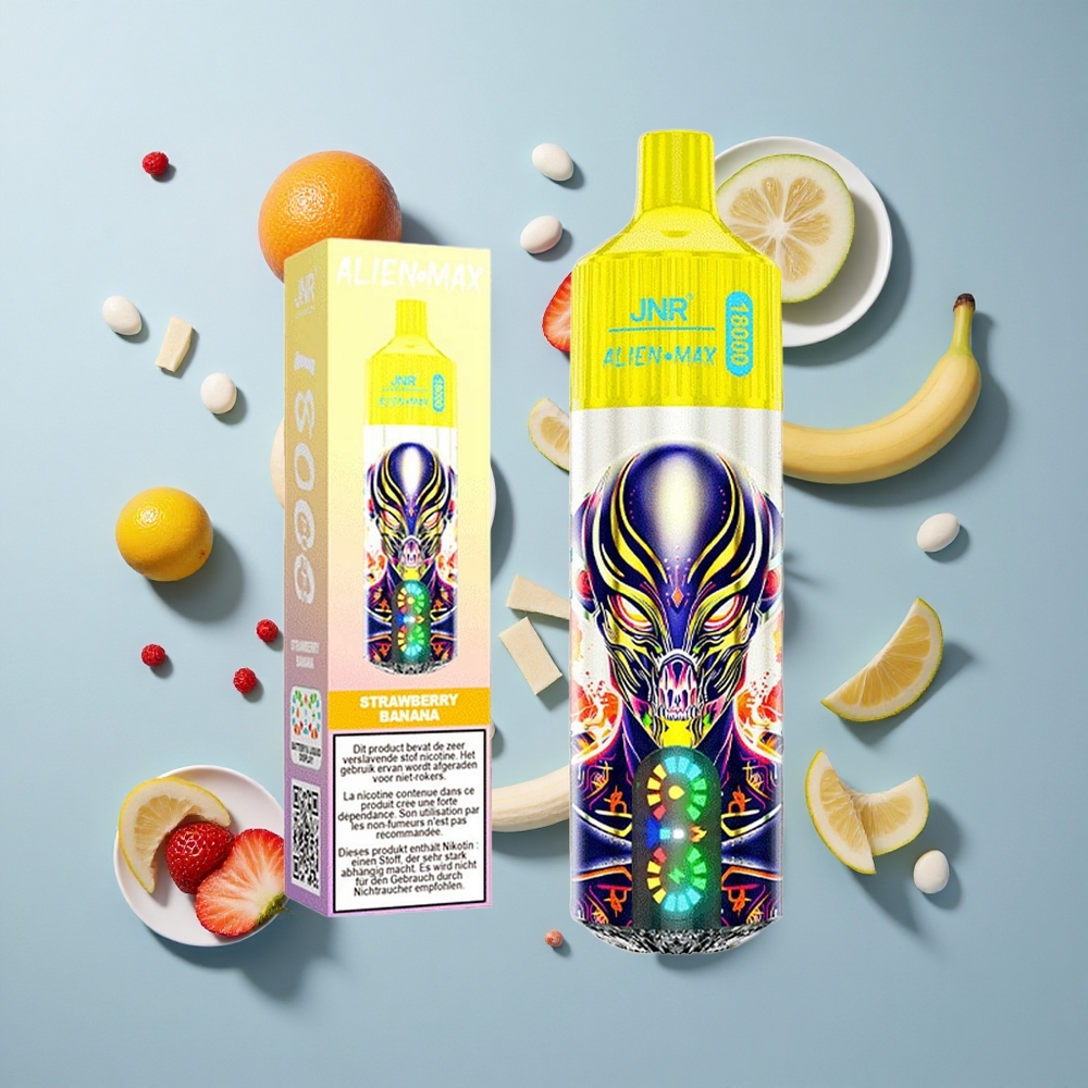 JNR Alien Max 18000 Puffs Strawberry Banana with Dual Mesh Coil & 28ml E-liquid