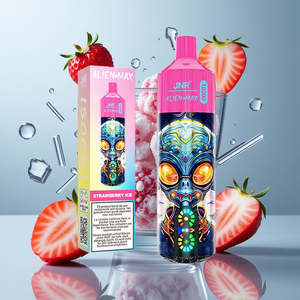 JNR Alien Max 18000 Puffs Strawberry Ice with Smart LED Display & Dual Mesh Coil
