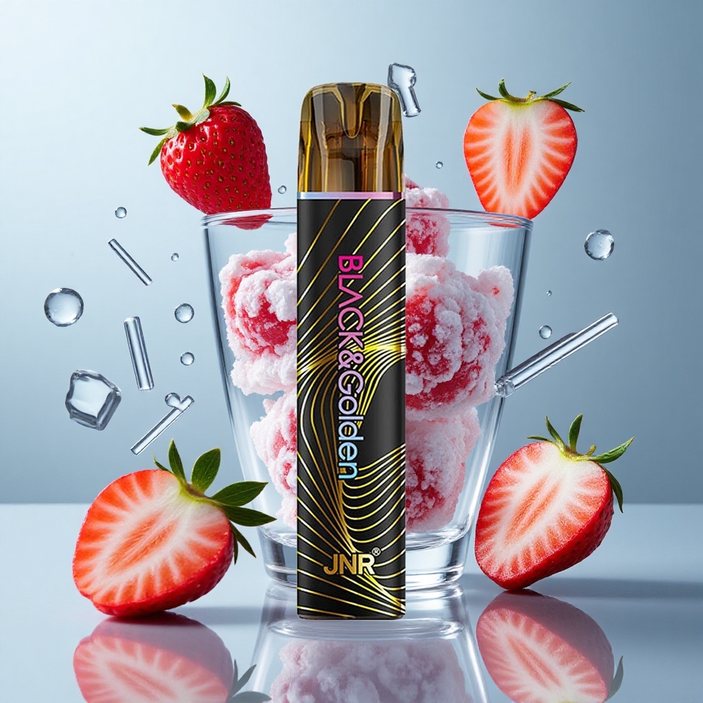 JNR Black&Golden 800 Puffs Disposable Vape Strawberry Ice 550mAh