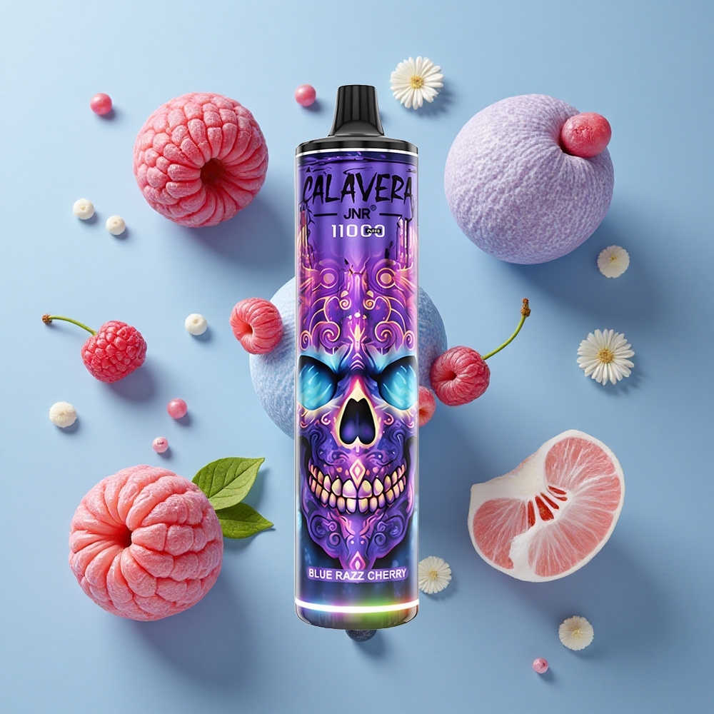 JNR Calavera 11000 Puffs Disposable Vape Blue Razz Cherry with Type-C Charging & 21mL E-Liquid