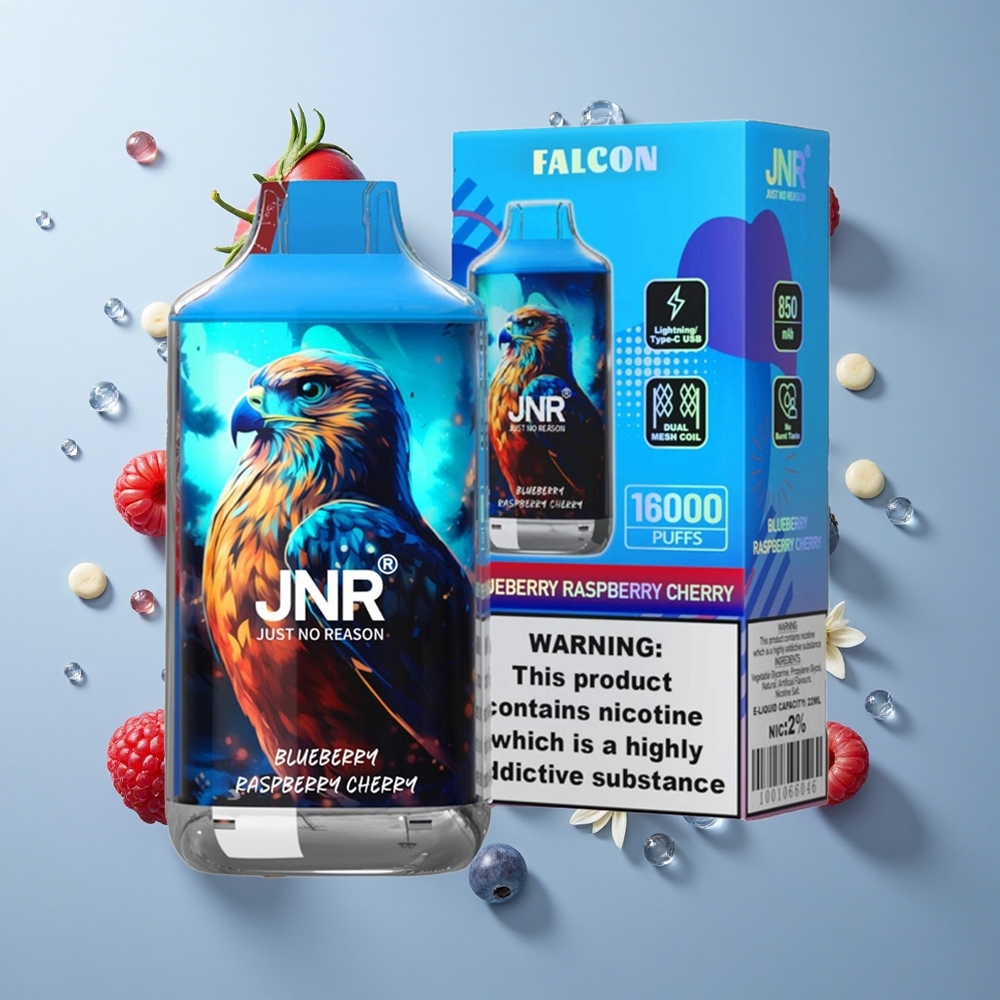 JNR Falcon 16000 Puffs Dual Mesh Blueberry Raspberry Cherry