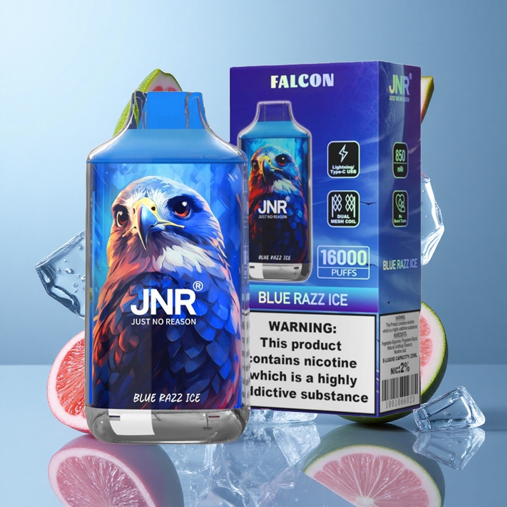 JNR Falcon 16000 Puffs Dual Mesh Coil Blue Razz Ice Disposable Vape