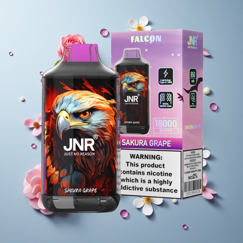 JNR Falcon 16000 Puffs Dual Mesh Coil Sakura Grape Disposable Vape