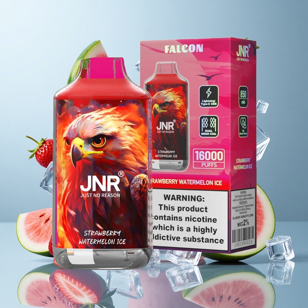 JNR Falcon 16000 Puffs Strawberry Watermelon Ice with 22ml E-liquid & Dual Mesh Coil