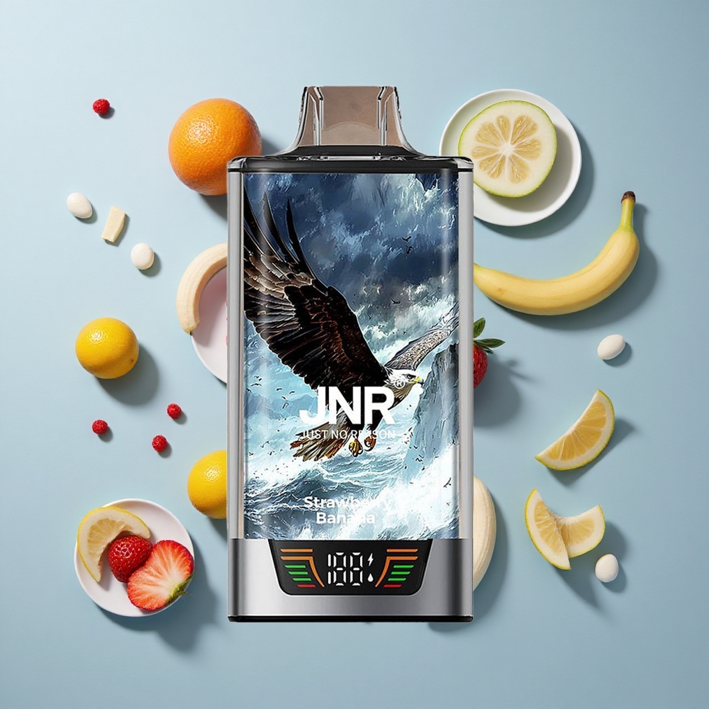 JNR Falcon Pro 28000 Strawberry Banana Disposable Vape with 30ml Pre-Filled Capacity & USB Type-C Charging