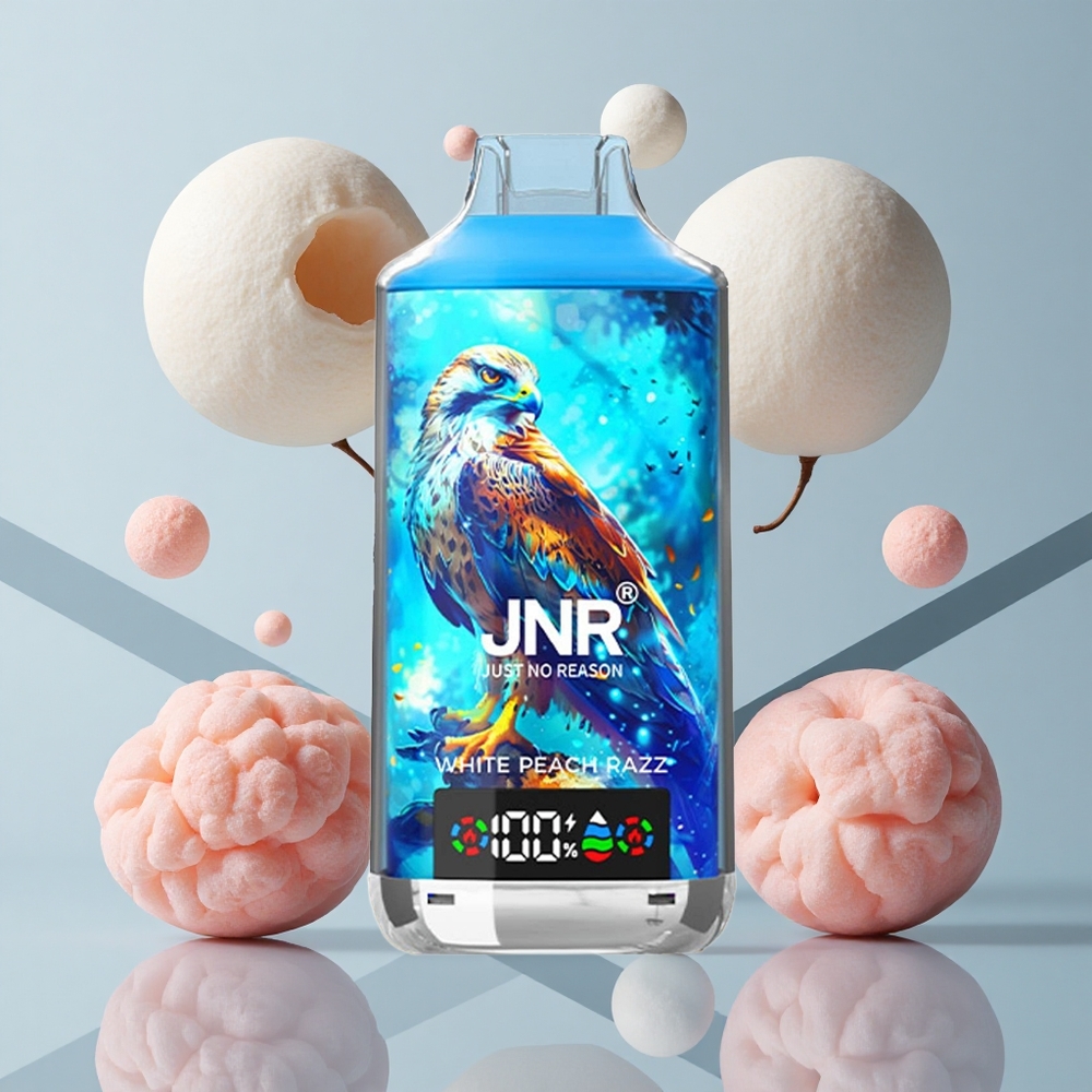 JNR Falcon X 18000 Puffs White Peach Razz with Dual Mesh Coil & Type-C Quick Charge