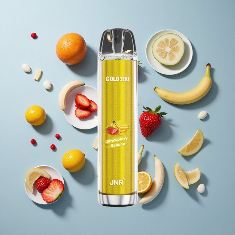 JNR Gold380 6000 Puffs Strawberry Banana Disposable Vape with 13ml e-Liquid Capacity