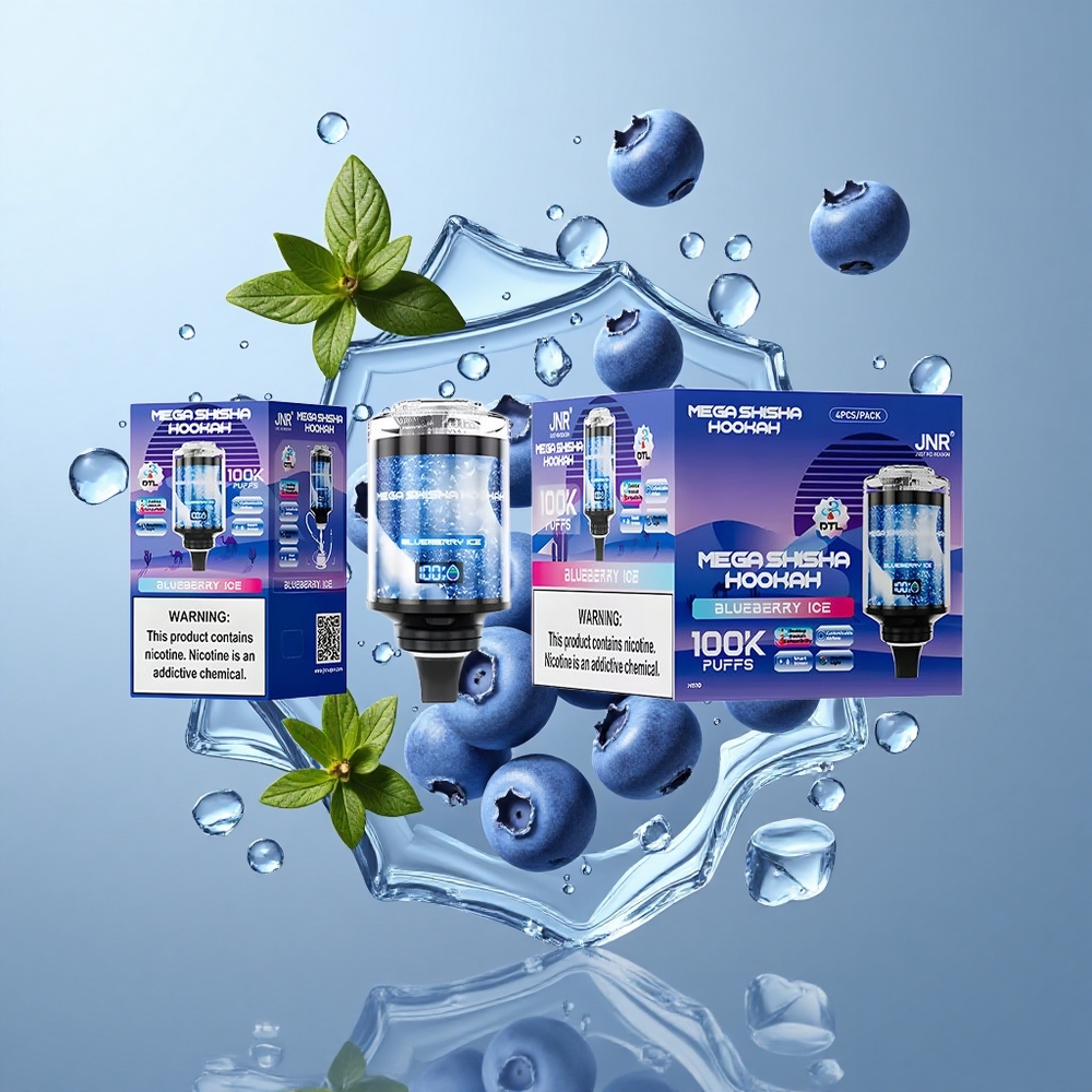 JNR Mega Shisha Hookah 100K Blueberry Ice with Interactive Smart Screen