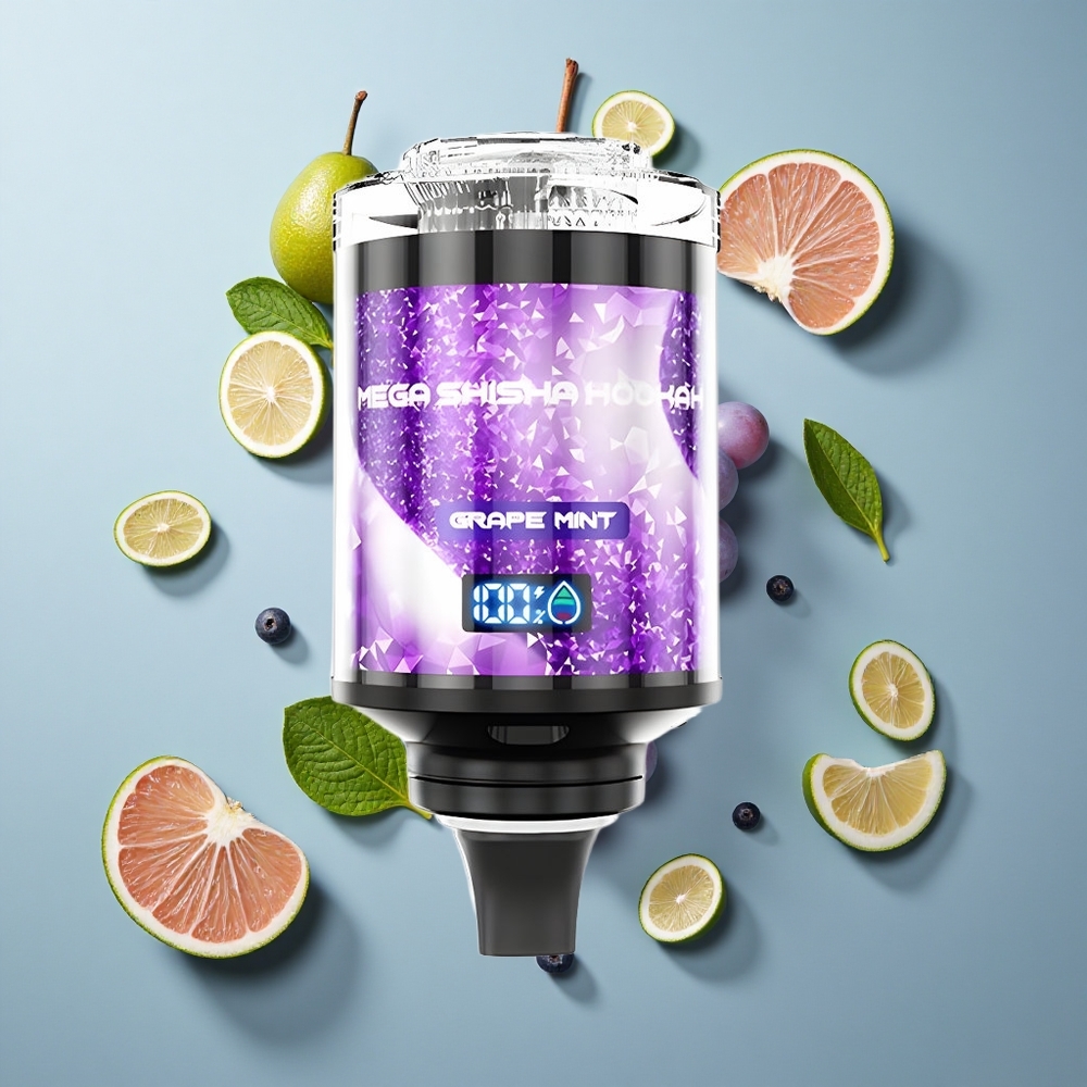 JNR Mega Shisha Hookah 100K Desktop Compatibility Grape Mint with 60ml Capacity