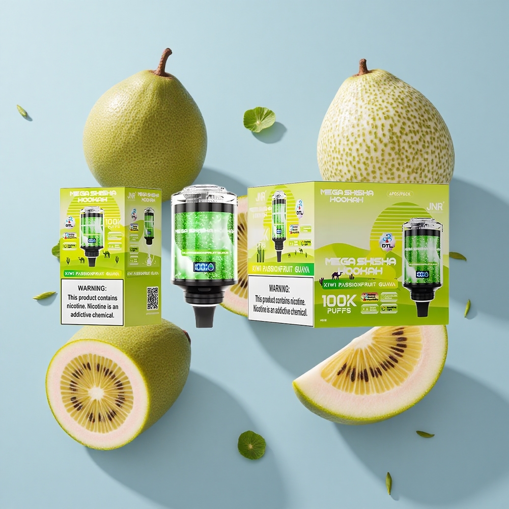 JNR Mega Shisha Hookah 100K Desktop Compatibility Kiwi Passionfruit Guava 60ml e-Liquid Capacity