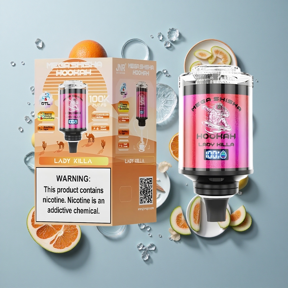 JNR Mega Shisha Hookah 100K Desktop Compatibility Lady Killa 2200mAh Type-C Fast Charging