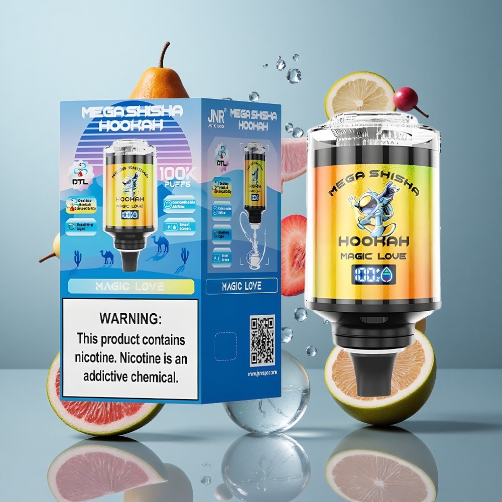 JNR Mega Shisha Hookah 100K Desktop Compatibility Magic Love with 60mL Capacity & Type-C Charging