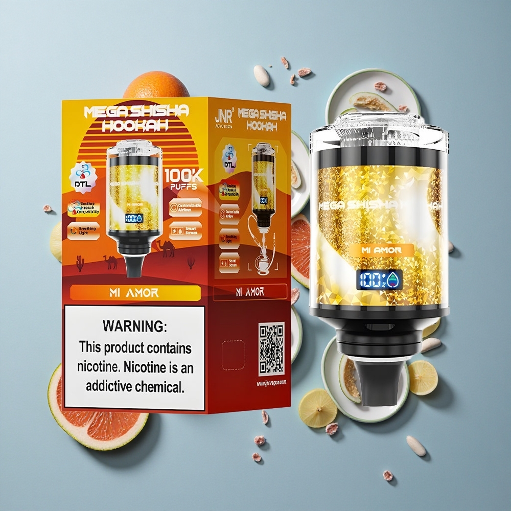 JNR Mega Shisha Hookah 100K Desktop Compatibility Mi Amor with 60ml Capacity