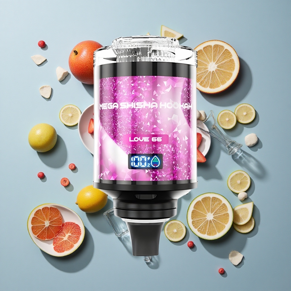 JNR Mega Shisha Hookah 100K Desktop Love 66 with 60mL Capacity & Interactive Smart Screen