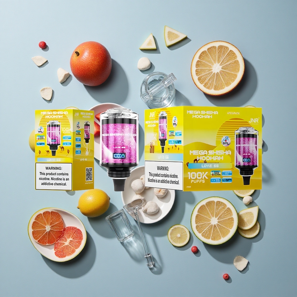 JNR Mega Shisha Hookah 100K Desktop Love 66 with 60mL Capacity & Interactive Smart Screen