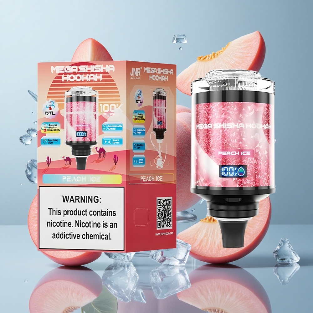 JNR Mega Shisha Hookah 100K Peach Ice with Interactive Smart Screen