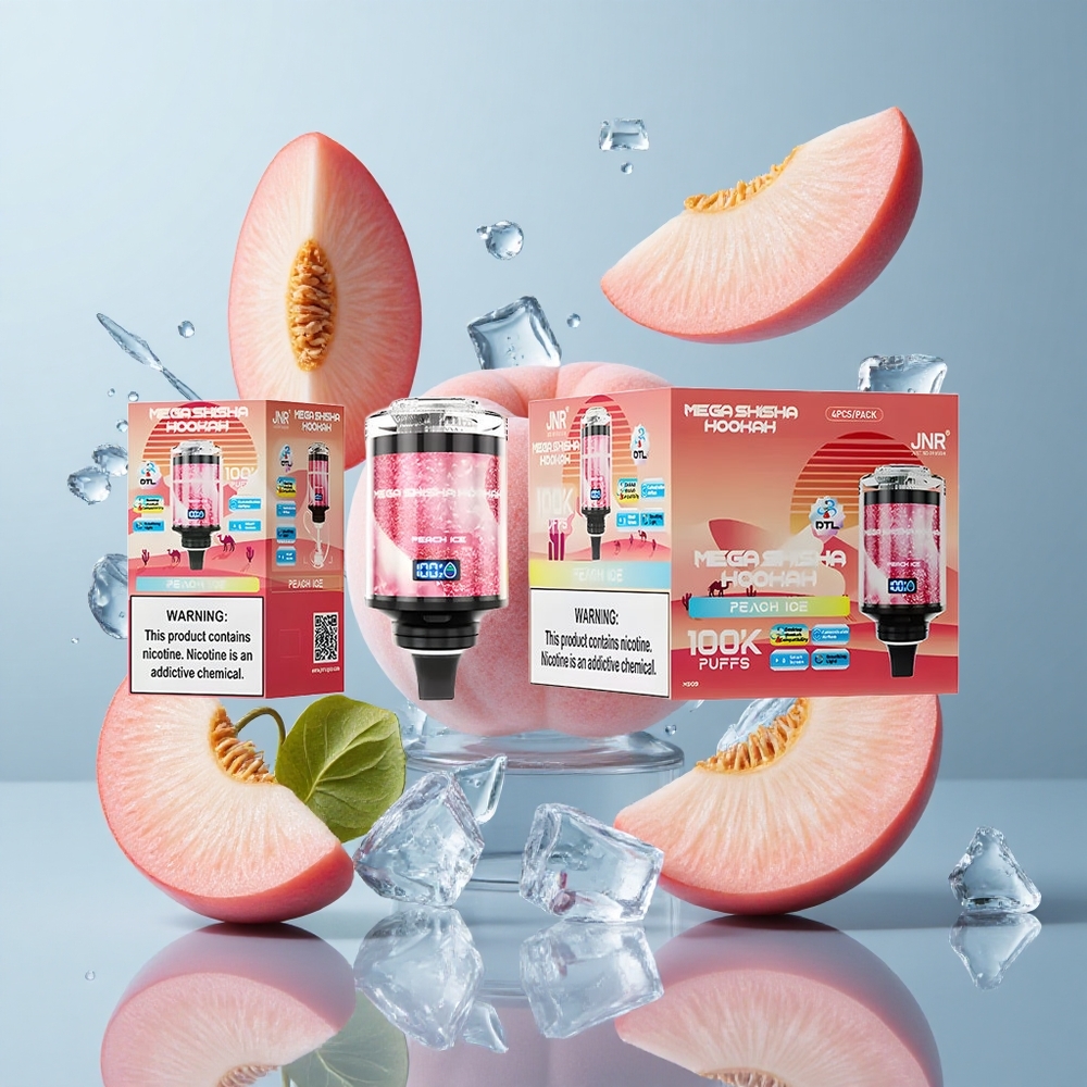 JNR Mega Shisha Hookah 100K Peach Ice with Interactive Smart Screen
