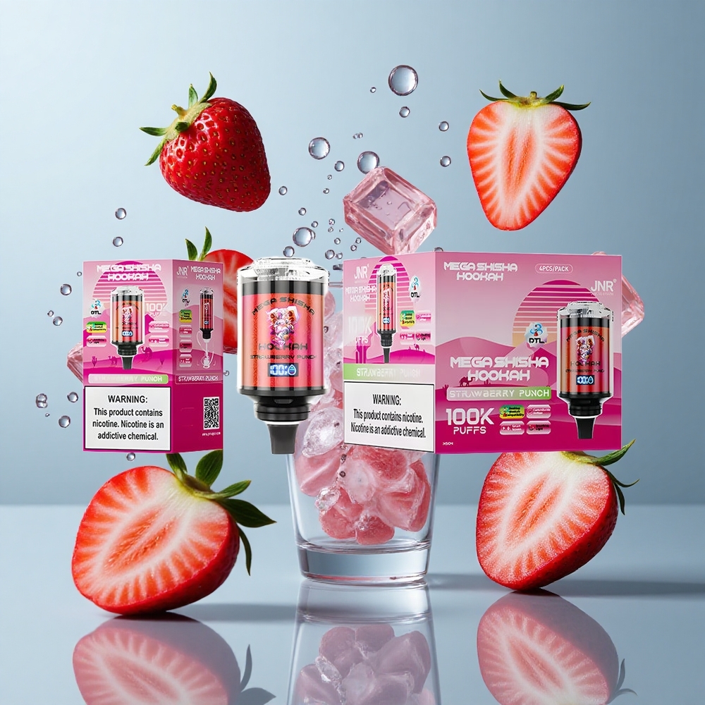 JNR Mega Shisha Hookah 100K Strawberry Punch with Interactive Smart Screen