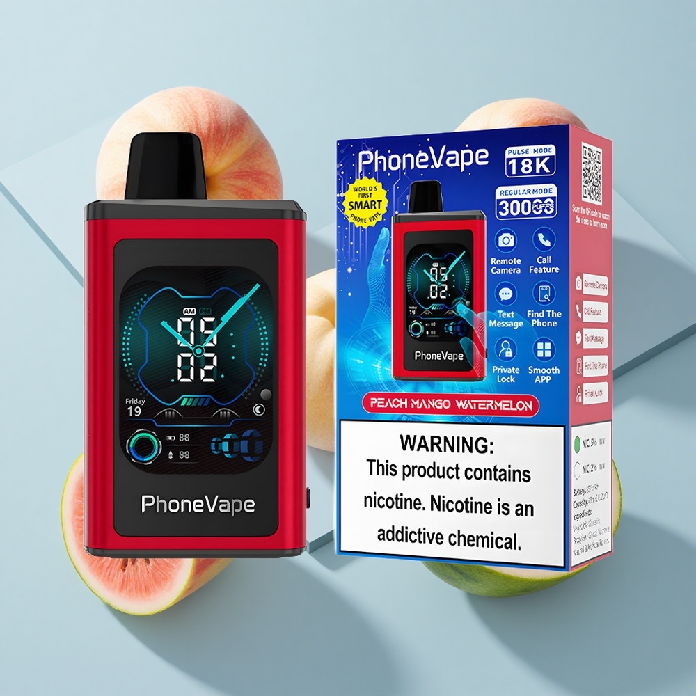 JNR PhoneVape 30000 Puffs Peach Mango Watermelon App Controlled Disposable Vape