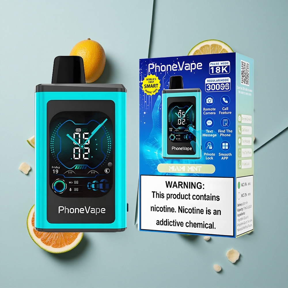 JNR PhoneVape 30000 puffs Miami Mint App Controlled Disposable Vape