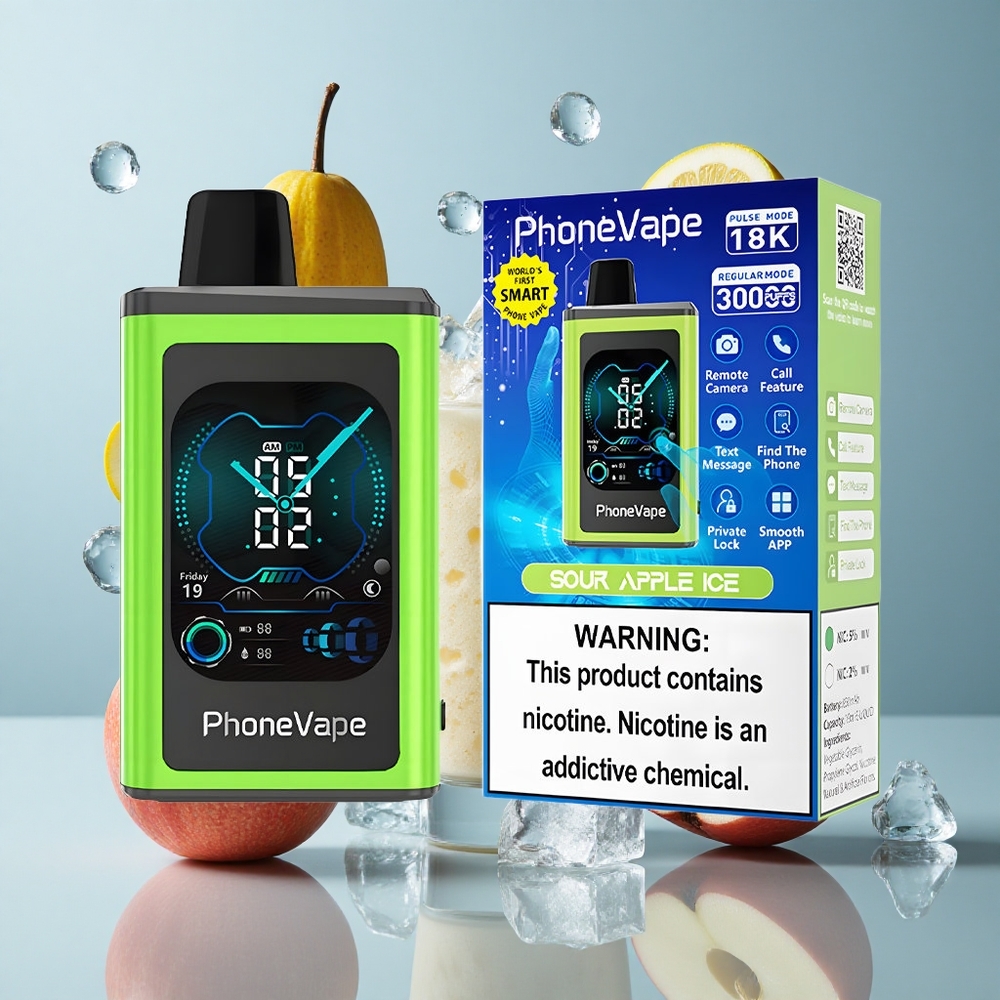 JNR PhoneVape 30000 puffs Sour Apple Ice with Turbo Mode & App Control