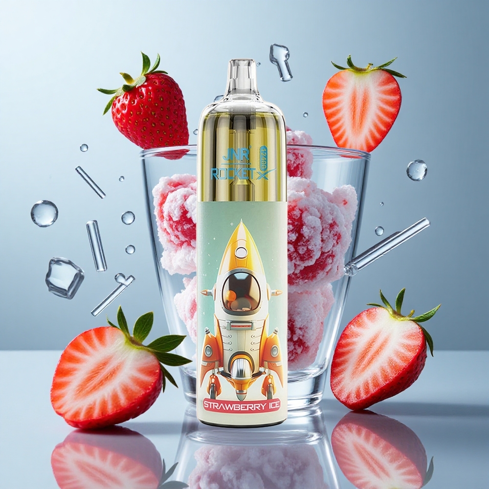 JNR Rocket-X 12400 Puffs Strawberry Ice with Adjustable Airflow & RGB Lights