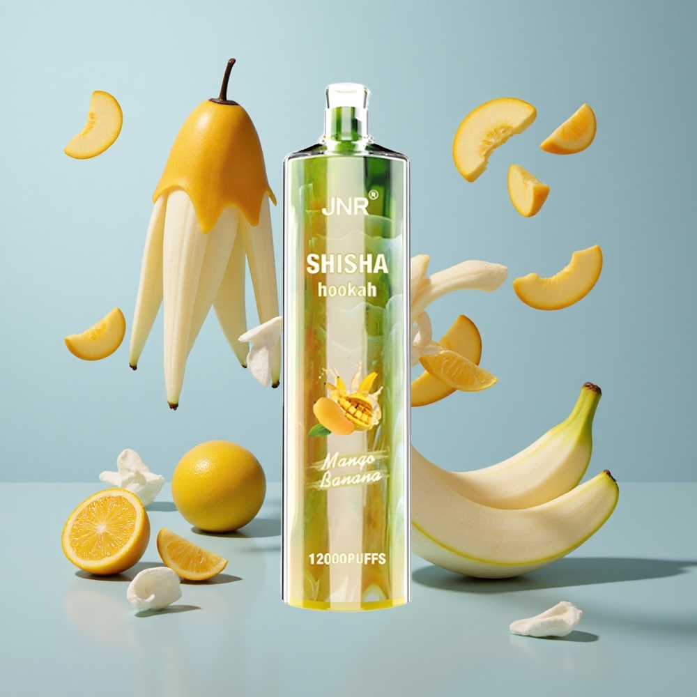 JNR Shisha Hookah 12000 Puffs Disposable Vape Mango Banana with 24ml E-Liquid & Type-C Charging