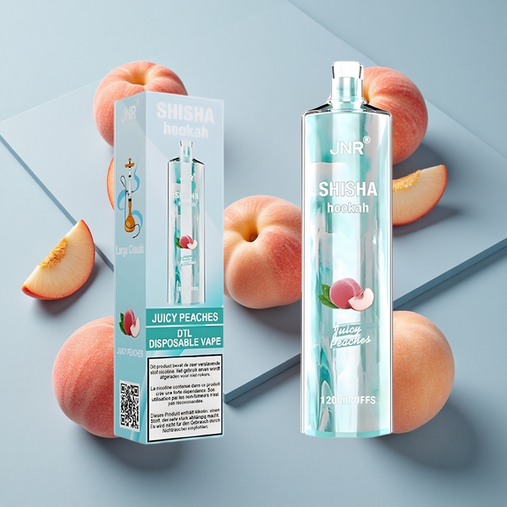 JNR Shisha Hookah 12000 Puffs Juicy Peaches Disposable Vape with 750mAh Battery & 24ml E-Liquid