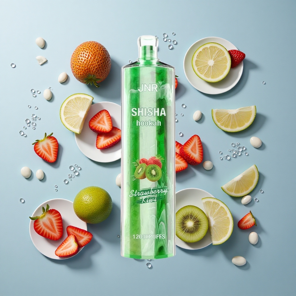 JNR Shisha Hookah 12000 Puffs Strawberry Kiwi Disposable Vape with 750mAh Battery & Type-C Charging