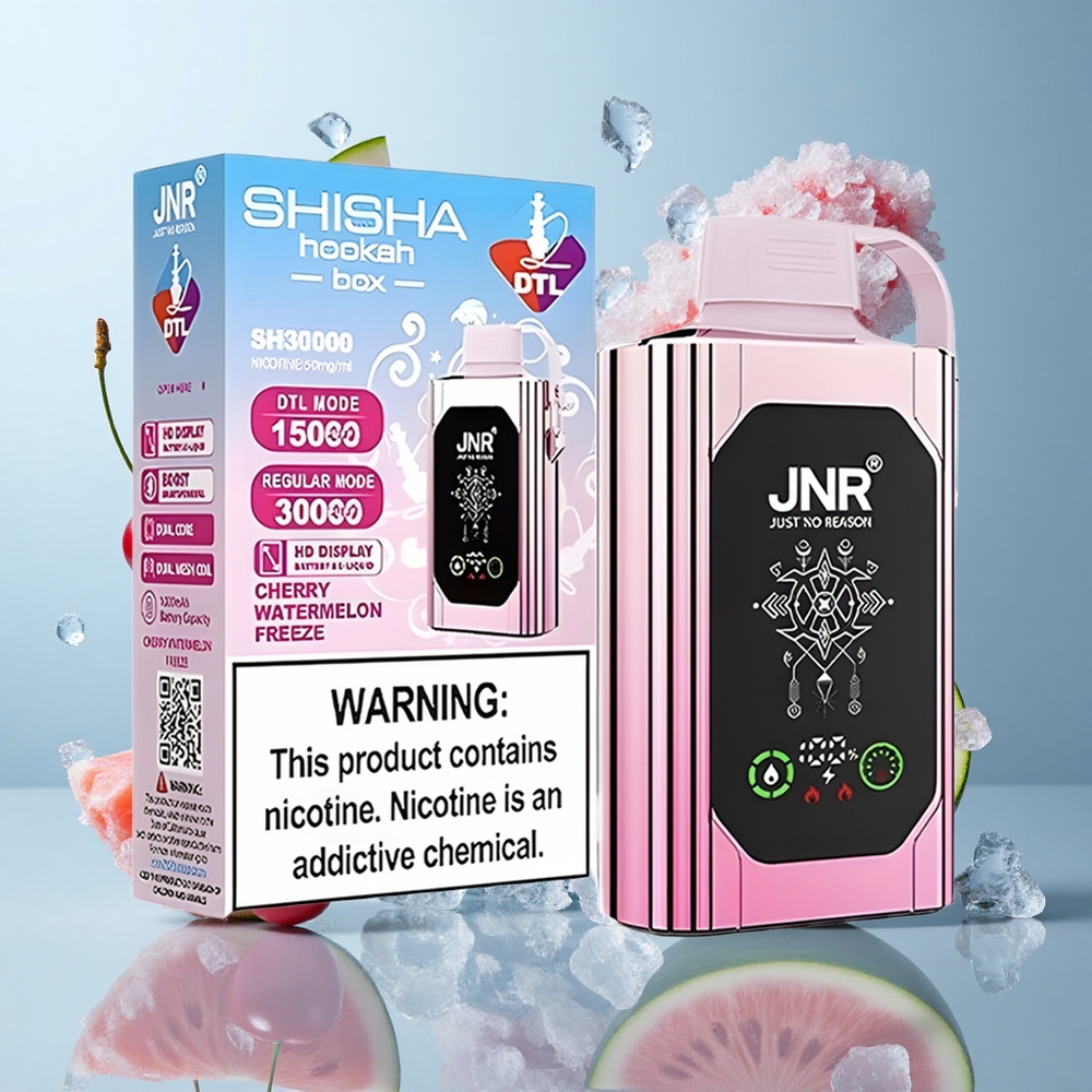 JNR Shisha Hookah Box 20500 Puffs Cherry Watermelon Freeze with HD Display & Type-C Quick Charge