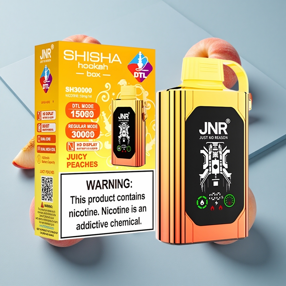 JNR Shisha Hookah Box 20500 Puffs Juicy Peaches HD Display Type-C Quick Charge
